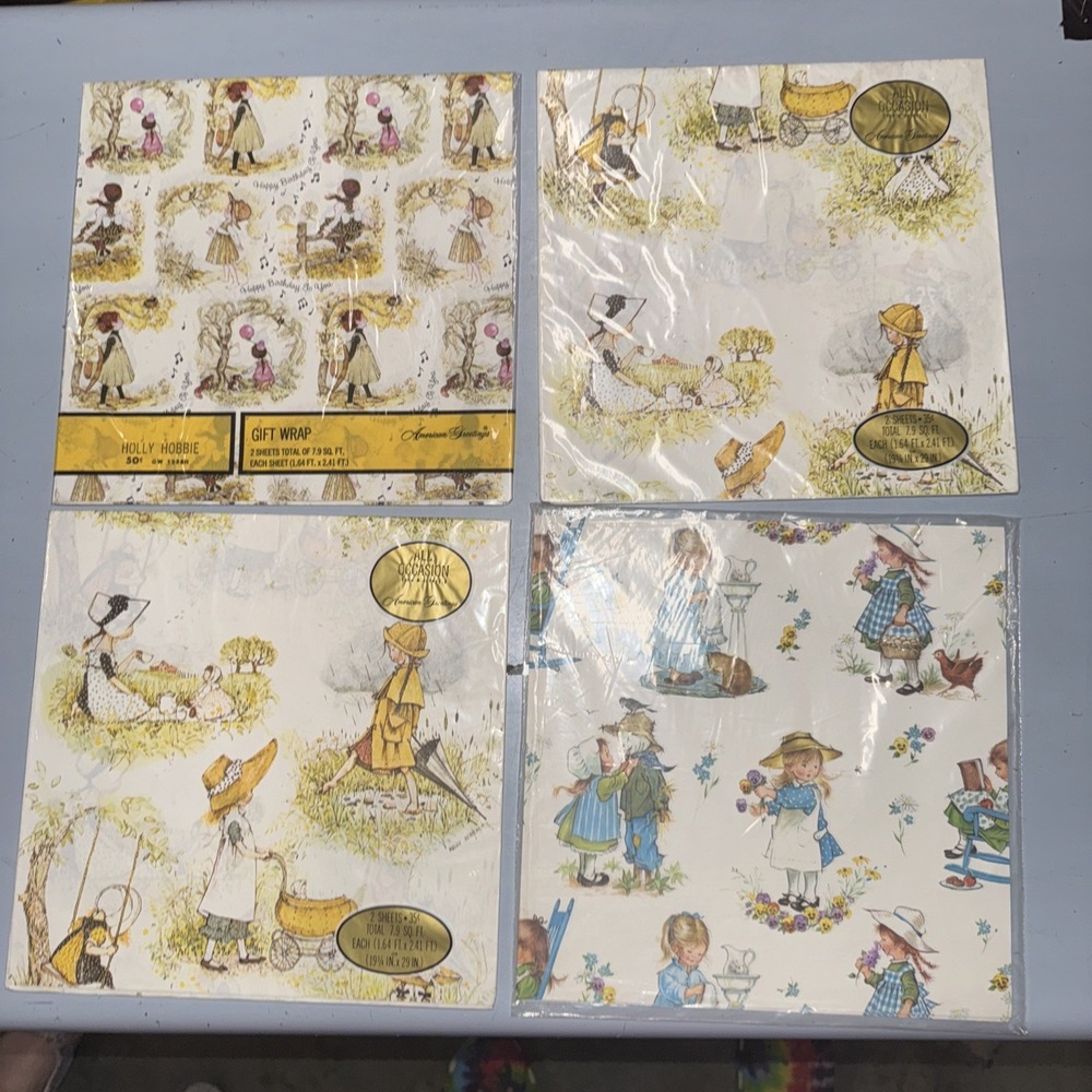 4 Packs Of 2 Sheets Of Vtg Wrapping Paper American Greetings & Red Farm